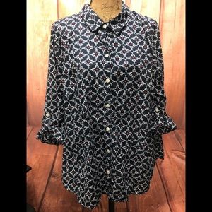 Catherine’s 1x (18/20) patterned red/blue top